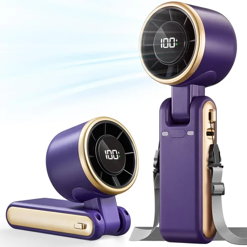 Vista 10 de Ventilador Portátil de Mano Turbo - 5 Velocidades Alta Velocidad 4000mAh Mini Ventilador de Mano Personal Recargable Sopla Aire Frío, Operado por