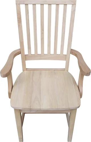 Vista 9 de International Concepts Mission - Silla auxiliar con brazos, madera de parawood maciza, sin terminar