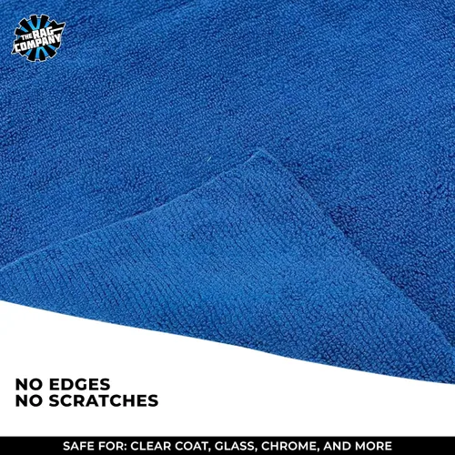 Vista 3 de The Rag Company - Toallas de microfibra 365 sin bordes (paquete de 10) Mezcla premium 70/30, pulido profesional, eliminación de cera, detallado Azul