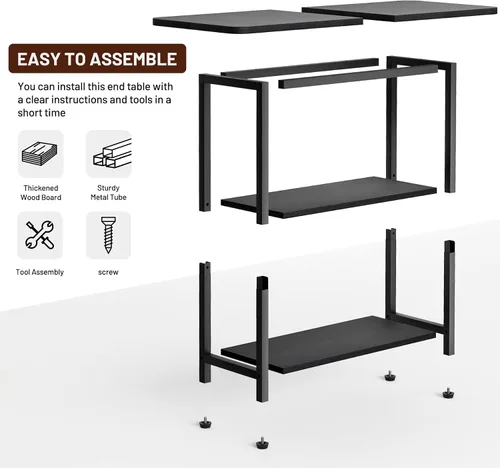 Vista 7 de SLEEPING LAMB - Mesa auxiliar para sala de estar, mesa auxiliar de 3 niveles para espacios pequeños con superficie de almacenamiento amplia, mesita