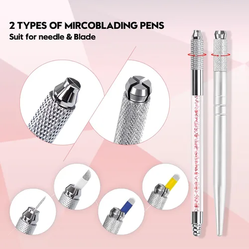 Vista 2 de Kit de microblading, kit de microblade para cejas Microblading Pen con cuchillas de microblading Suministros de microblading para suministros