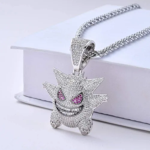 Vista 3 de NINE VEIWO Joyería de regalo para niños, unisex, exquisita, colgante de burbujas hip-hop, collar de gengar, cristal de diamantes de imitación