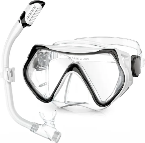 Vista 8 de Snorkeling Gear, Dry Snorkel Set180° Panoramic Wide View,Anti-Fog Scuba Diving Mask, Professional Snorkeling Gear for Free Breathing, Swimming