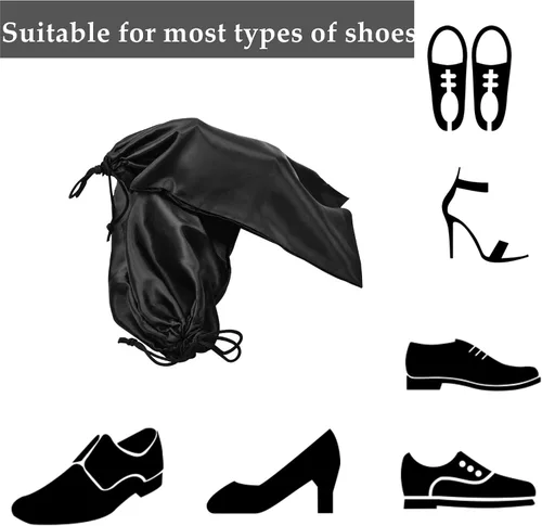 Vista 3 de GONGKANGYUAN Paquete de 10 bolsas para zapatos de viaje de tela de satén con cordón para hombres y mujeres, para guardar zapatos de protección