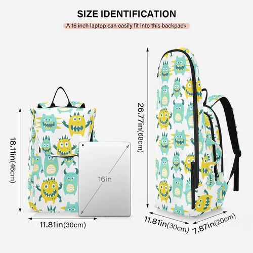Vista 3 de Women Men Tennis Bag Cute Sturdy Cute Little Monsters Green Yellow Sport Pickleball Badminton Bag for Men Women Tennis Sport bolso para raquetas