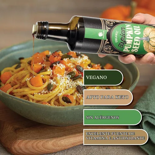 Vista 3 de Gourmanity Aceite Orgánico de Semilla de Calabaza de Estiria Prensado en Frío, Fabricado Tradicionalmente en Austria, Aceite 100% Puro, Saludable
