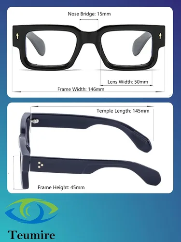 Vista 7 de Gafas de marco cuadrado grueso para mujeres y hombres, anteojos rectangulares gruesos, sin receta, lentes de luz azul para computadora