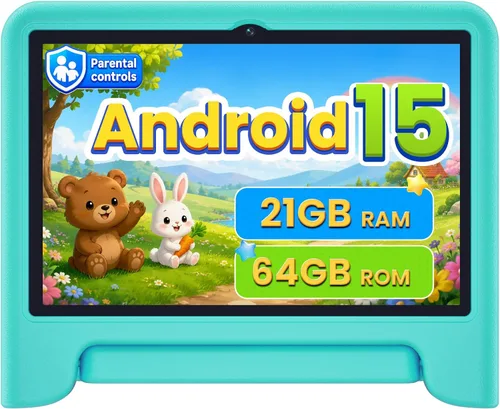 Vista 10 de WXUNJA Tablet Android 15 Kids 2025, tabletas actualizadas de 10.1 pulgadas con procesador Octa-Core, batería de 6000 mAh, espacio para niños