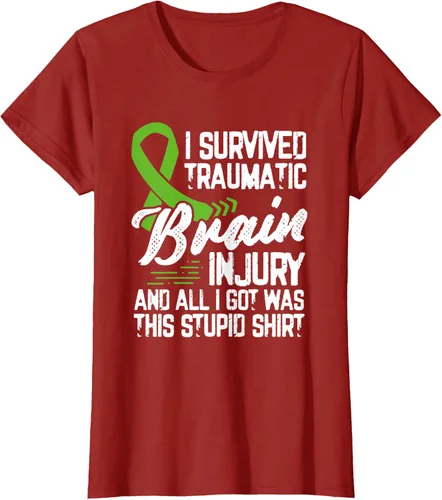 Vista 49 de Camiseta traumática con cinta verde para concienciación de lesiones cerebrales traumáticas I survived TBI, Negro, S