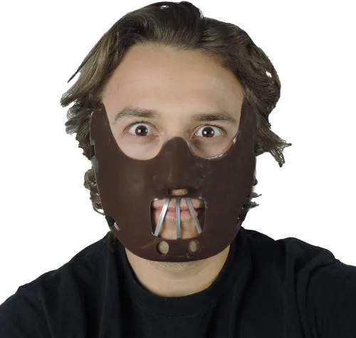 Vista 5 de Cannibal Hannibal - Máscara de plástico para disfraz con correa elástica, Marrón