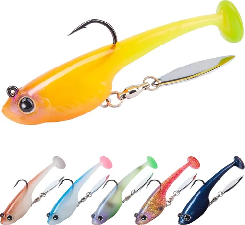 Vista 21 de TRUSCEND Duramax Pre-Rigged Fishing Lures with BKK Jig Hooks, 10X Tear-Resistant TPE Soft Swimbaits for Bass Striper Trout Crappie Walleye Grouper
