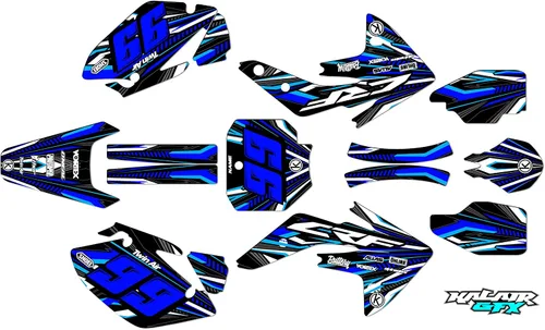 Vista 2 de Kit de gráficos Kalair GFX para Honda CRF150R (2007-2023) Serie PRIME Azul 09 Mil - Kit de calcomanías y adhesivos de gráficos personalizados