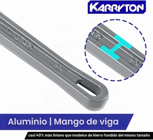 Vista 5 de Llave de tubo de aluminio de 10 pulgadas, 1-5/8"/41mm de abertura de mordaza Cr-Mo ajustable, llaves de fontanería de mango recto resistente