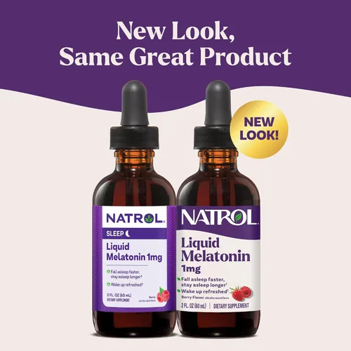 Vista 2 de Natrol Melatonina líquida de 1 mg, suplemento de melatonina para adultos para conciliar el sueño más rápido y permanecer dormido más tiempo
