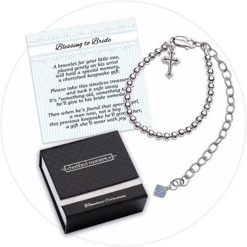 Vista 2 de Cherished Moments Baptism to Bride Bracelet .925 Silver or 14K Gold-Plated Bendición del muchacho de plata