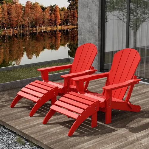 Vista 57 de WestinTrends Malibu - Silla de salón para exteriores, juego de 2 sillas Adirondack con otomana, sillas plegables de madera de polietileno para todo