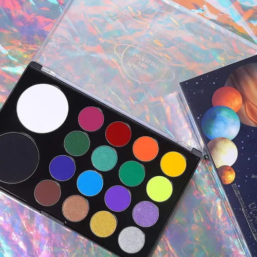 Vista 7 de UCANBE - Pintura facial y corporal, paleta de maquillaje SFX activada por agua - Bandeja extra grande blanca y negra, kit de pintura de arte Paleta