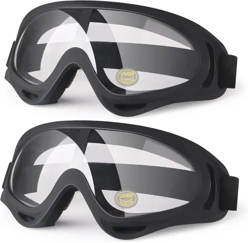 Vista 12 de Gafas de motocicleta para niños, 2 paquetes de gafas para cuatrimoto, motocross, esquí, gafas de carreras todoterreno para niños, gafas anti-UV, a