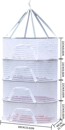 Vista 2 de Rejilla de secado de hierbas, red plegable de malla con cremallera, red de secado de alimentos para secar suéter para secar semillas, hierbas, 4