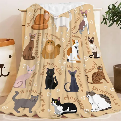 Vista 8 de Manta de gatos para amantes de los gatos - 40x50 pulgadas, mantas de franela suaves con patrón de gatos lindos, acogedoras, para gatos de raza