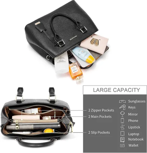 Vista 4 de BOSTANTEN Bolso de cuero para mujer diseñador Satchel hombro bolsas de asas paquete con las mujeres Cartera de cuero RFID bloqueo pequeña billetera