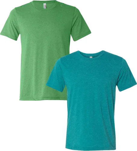 Vista 227 de Bella Canvas 3413c para hombre (1) Triblend verde + (1) Triblend rojo