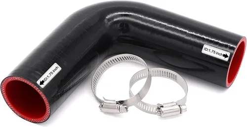 Vista 17 de 90 Grados ID 1 Pulgada (25mm) Manguera de Acoplador Reductor de Silicona Negra, 4 Capas Reforzadas, Longitud de Pata 4 Pulgadas (102mm) con 2