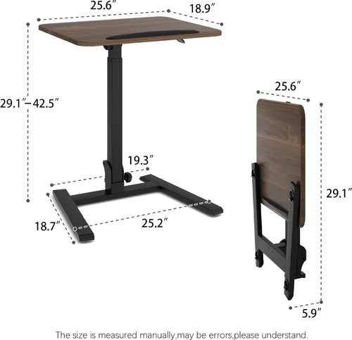 Vista 2 de PUNCIA Escritorio plegable móvil de 26", soporte neumático premontado Nogal