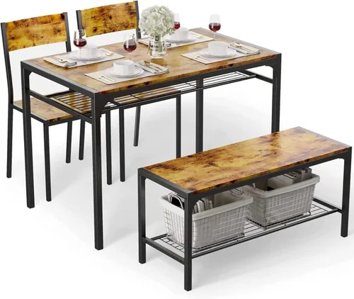 Vista 16 de Gizoon Juego de mesa de comedor para 2, mesa de cocina de 3 piezas con 2 sillas para espacios pequeños, apartamento, cocina, comedor, ahorro