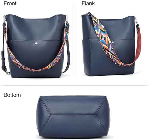 Vista 2 de BROMEN Bolsa Hobo para mujer, diseñada con cuero vegano, de hombro, bandolera