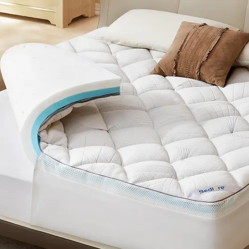 Vista 11 de Bedlore Cubrecolchón individual de 4 pulgadas para dolor de espalda, soporte medio de doble capa