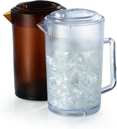 Vista 8 de GET P-3064-1-CL-EC Jarra de plástico resistente y sin BPA de 2 cuartos de galón con tapa, inastillable (64 onzas), transparente