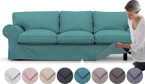 Vista 9 de comfortly Funda para sofá EKTORP de 3 asientos, funda de repuesto resistente de 7 piezas, resistente tela nanotecnológica a prueba de mascotas