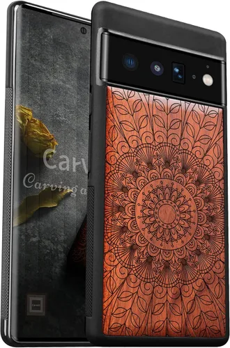 Vista 14 de Carveit Funda de madera para Pixel 6 2021 [madera natural y TPU suave] a prueba de golpes, funda de madera única compatible con Google Pixel 6