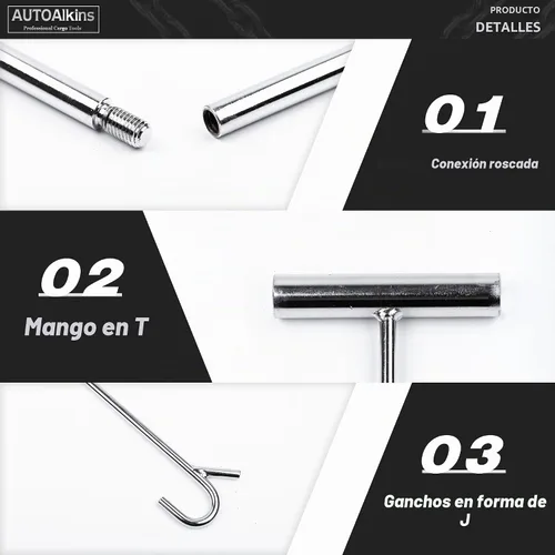Vista 4 de Extractor de pasador de quinta rueda resistente, gancho de extractor de quinta rueda chapado en cromo de acero macizo de 32 pulgadas, 1 paquete