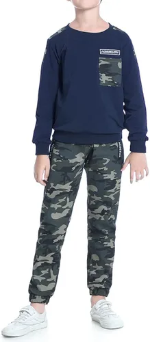Vista 7 de lontakids Conjunto de 2 piezas para niños de manga larga pantalones de camuflaje
