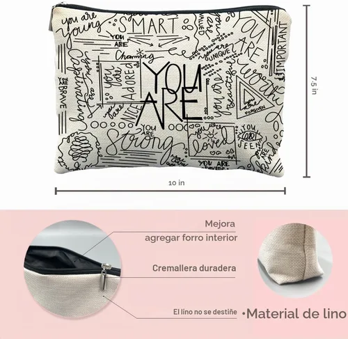 Vista 4 de Bolsa de Maquillaje con Estampado de Vaca Likjad - Regalos de Vaca para Mujeres, Inspirador.