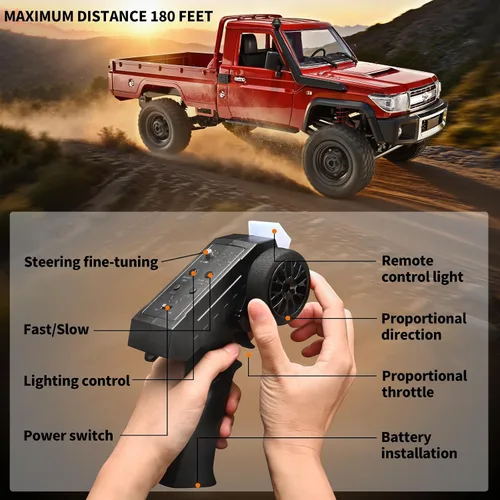 Vista 3 de RZAPE RC Rock Crawler 1/12 RC Crawler Off Road RC Truck 4x4 MN-82 (rojo)