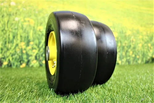 Vista 2 de (Individual) 9x3.50-4 Conjuntos de neumáticos libres planos compatibles con John Deere 38" 48" 54" AM115510, 4" Hub, 3/4" con rodamientos