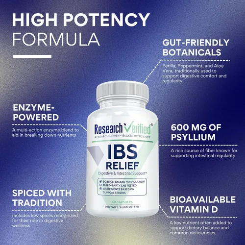 Vista 3 de Research Verified Alivio del SII - Enzimas Digestivas Naturales, BioPerine -360 Cápsulas - 6 Botellas