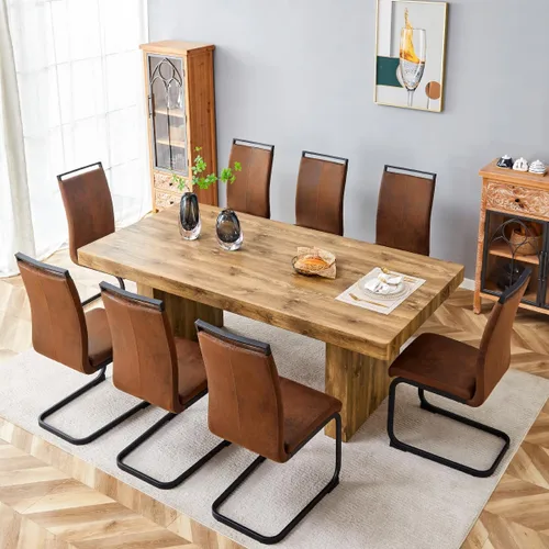Vista 44 de gopop Mesa de comedor de mármol de 63 pulgadas, tablero de mesa de comedor MDF con patrón de mármol y base para cocina y comedor.