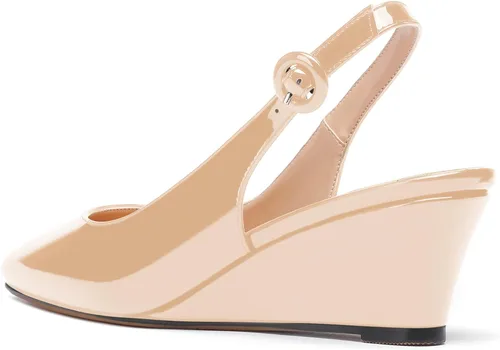 Vista 7 de WAYDERNS Zapatos de vestir de tacón bajo con hebilla y punta cuadrada de patente para mujer, zapatos de vestir lindos de 2 pulgadas