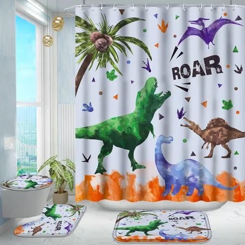 Vista 12 de Poedist Juego de 4 cortinas de ducha de baño, juegos de cortinas de baño para niños con alfombras