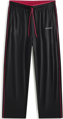 Vista 2 de Toyoocl Pantalones deportivos, pantalones deportivos, ejercicio de entrenamiento, correr, gimnasio con bolsillos con cremallera, parte inferior