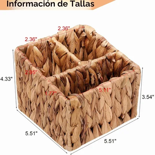 Vista 4 de Organizador de escritorio tejido a mano con 3 compartimentos