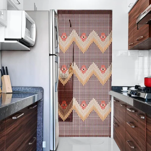 Vista 9 de ANMINY Cortina de madera con cuentas de bambú, 2 paneles divisores de madera para colgar habitaciones, 52 hebras, decorativas hechas a mano