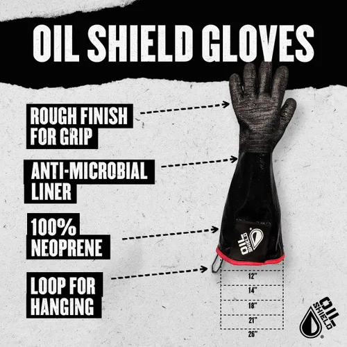 Vista 3 de Oil Shield® - Guante de neopreno de alto calor de 18 pulgadas, filtración de freidora, clasificación de temperatura de 450 grados, seguridad