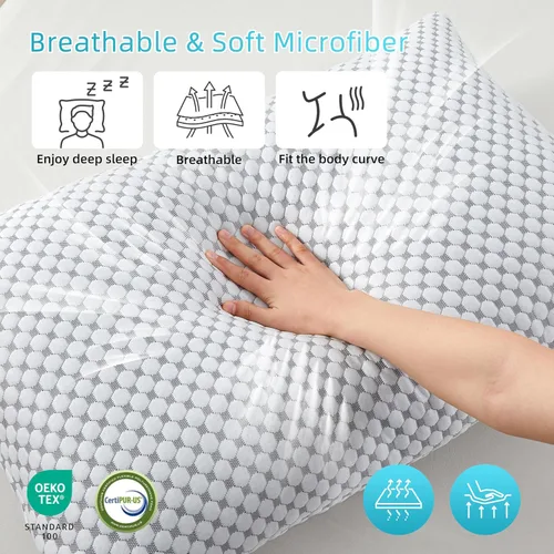 Vista 6 de SAPHREAS Almohadas de cama refrescantes estándar para dormir, almohadas de espuma viscoelástica triturada de hotel de lujo para personas que duermen