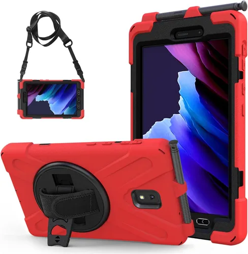 Vista 10 de Funda para Samsung Galaxy Tab Active 3/Galaxy Tab Active 5 de 8.0 pulgadas, 3 en 1 resistente protección con soporte 360/correa de mano/correa