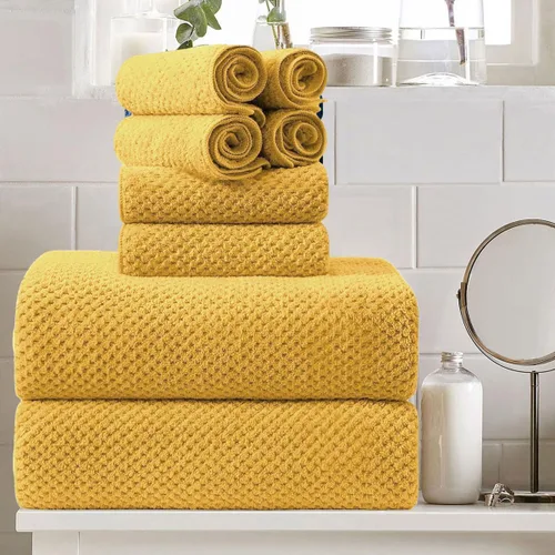 Vista 23 de Juego de 8 toallas de baño grandes negras para la familia, 2 toallas de baño de gran tamaño, 2 toallas de mano, 4 toallas pequeñas, 600GSM, suaves
